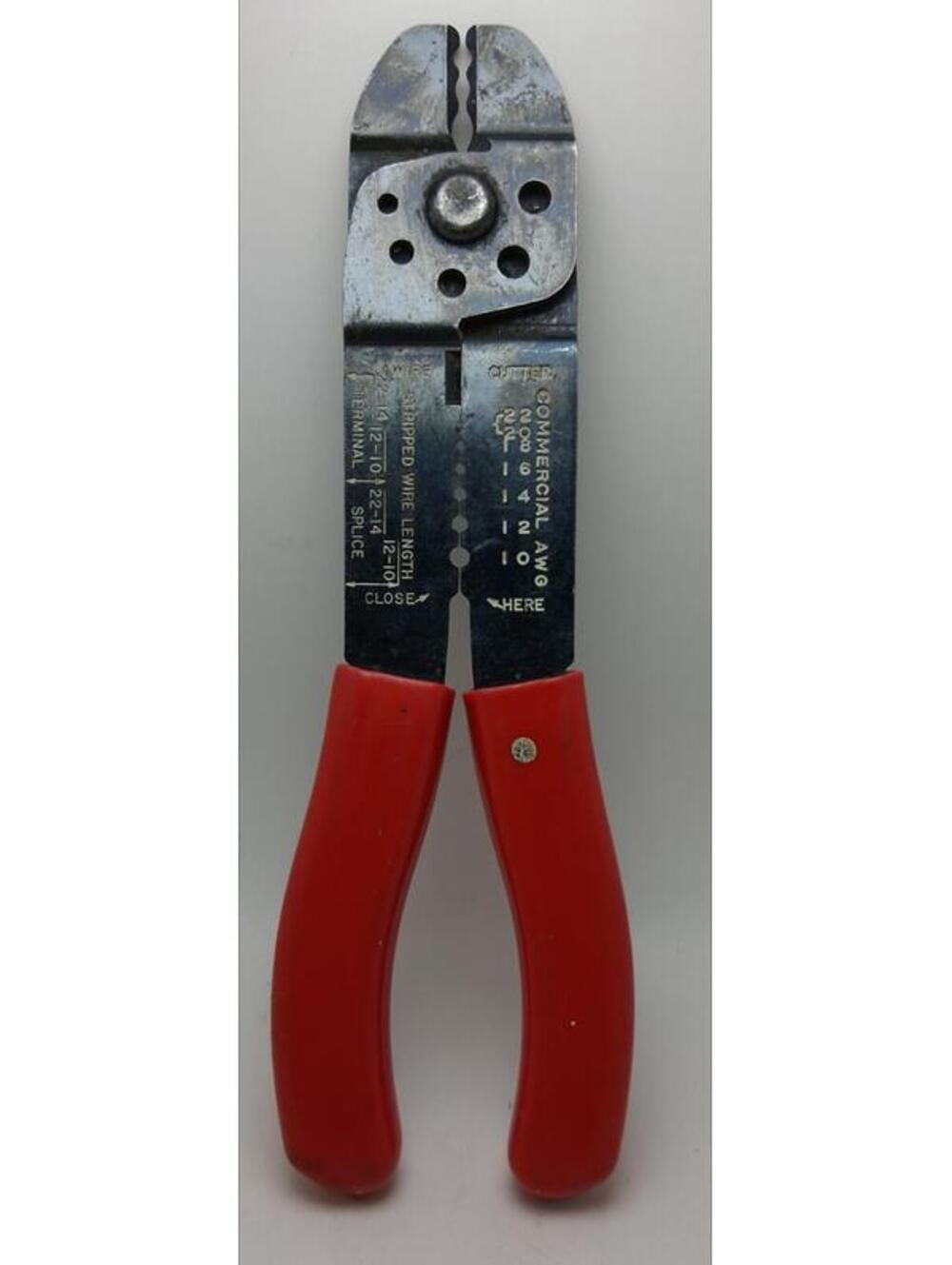 WIRE Stripper & Crimper KLEIN Tools Inc Catalog No. 100 Red Handle Made in USA